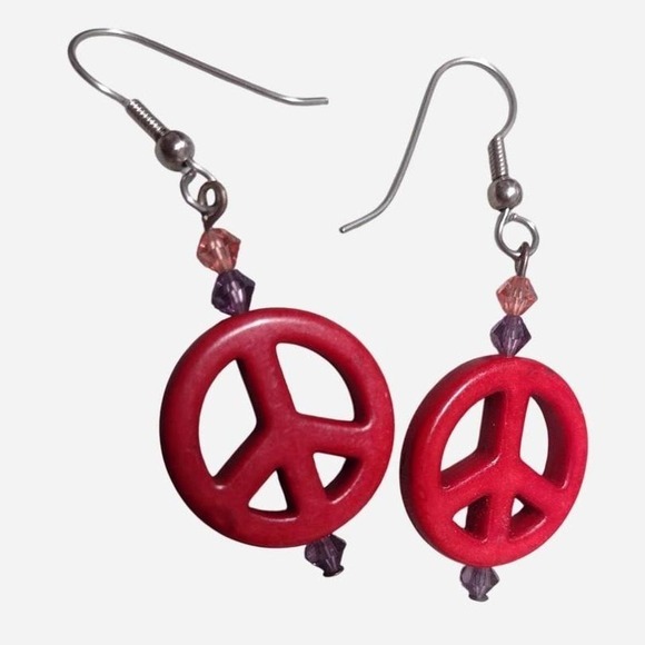 Peace sign‎ earrings dangle - Picture 3 of 3